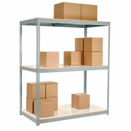 Global Industrial 3 Shelf, Heavy Duty Boltless Shelving, Starter, 72inW x 24inD x 96inH, Laminate Deck 504645GY